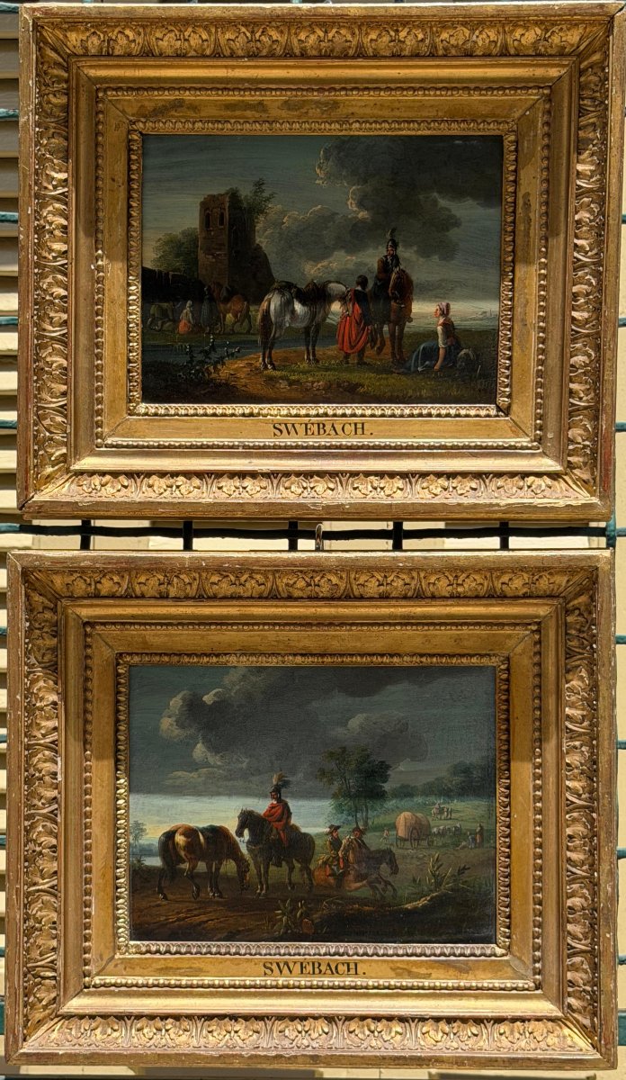 Pair de peintures par Jacques François Joseph SWEBACH (1769-1823)