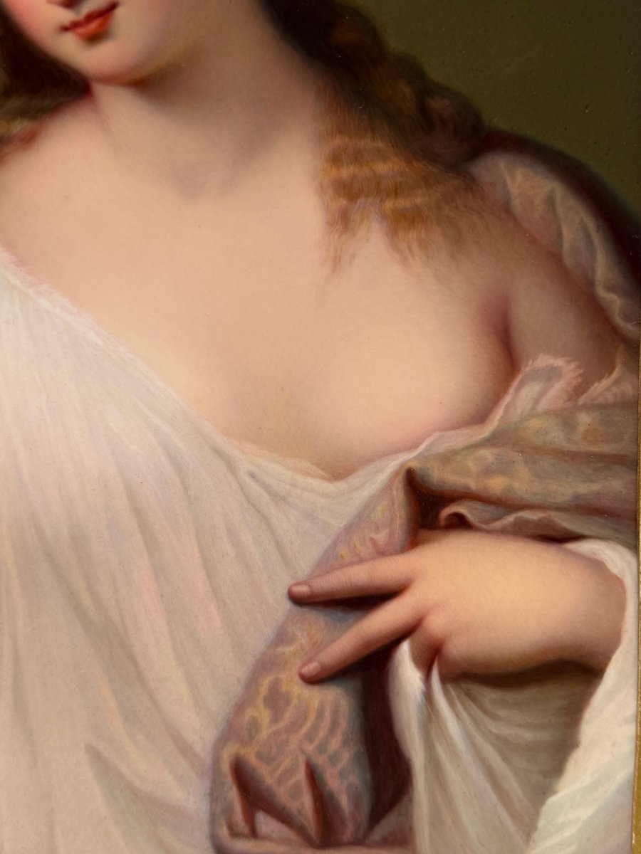 Portrait Of A Young Woman – Kpm Berlin Porcelain Plaque – 19th Century-photo-1