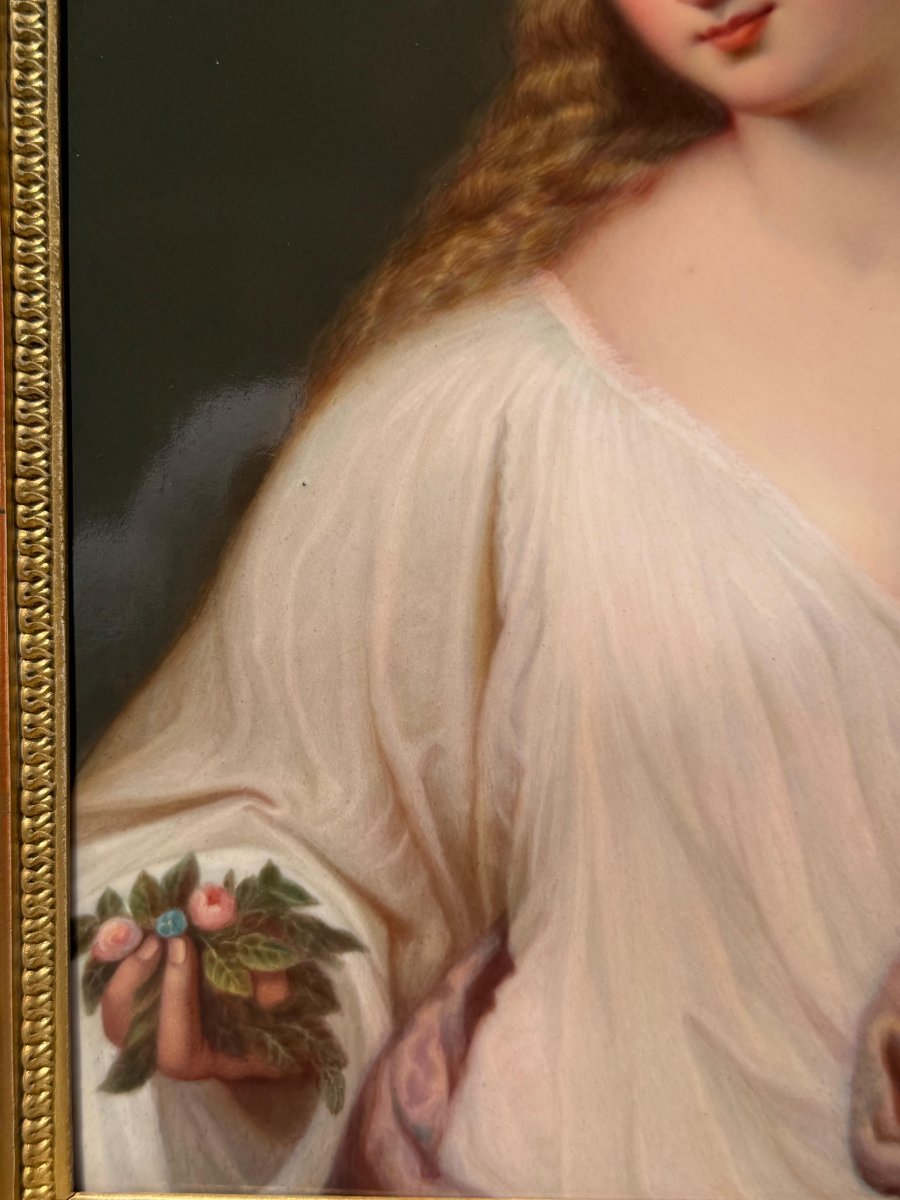 Portrait Of A Young Woman – Kpm Berlin Porcelain Plaque – 19th Century-photo-2
