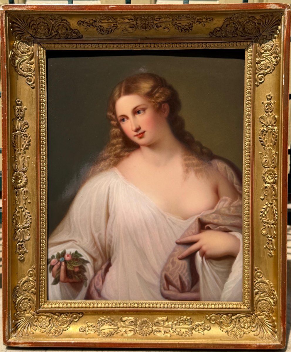 Portrait Of A Young Woman – Kpm Berlin Porcelain Plaque – 19th Century