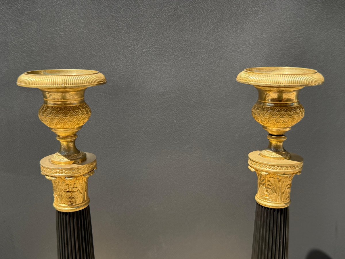 Paire de flambeaux Epoque Restauration 1815-1820-photo-4