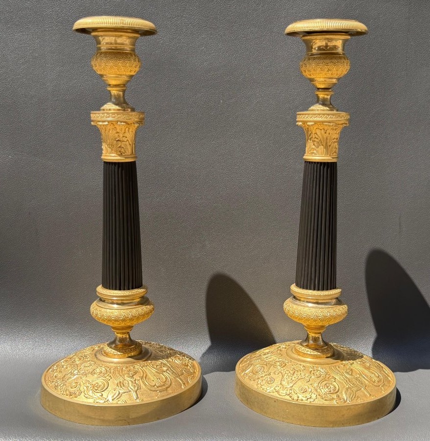 Paire de flambeaux Epoque Restauration 1815-1820