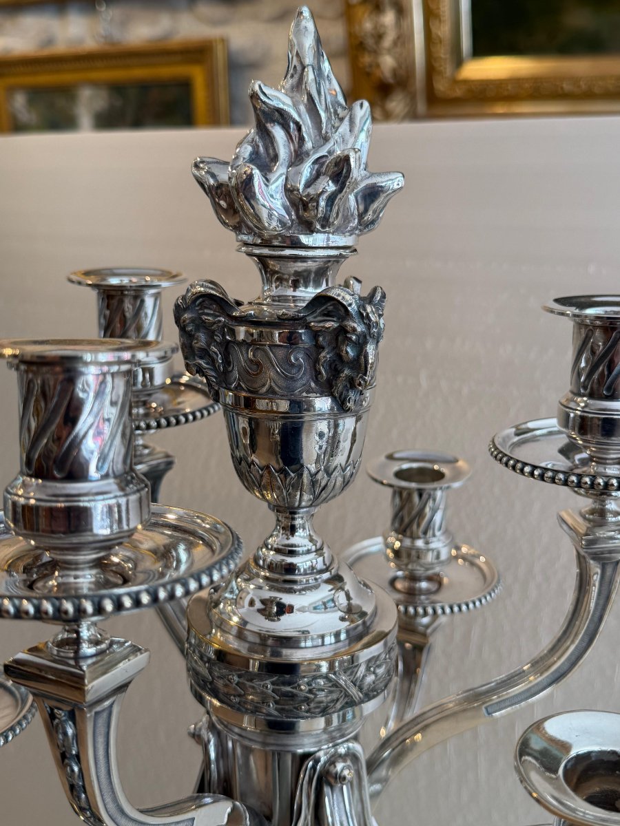Pair Of Silver-plated Bronze Candelabra-photo-4