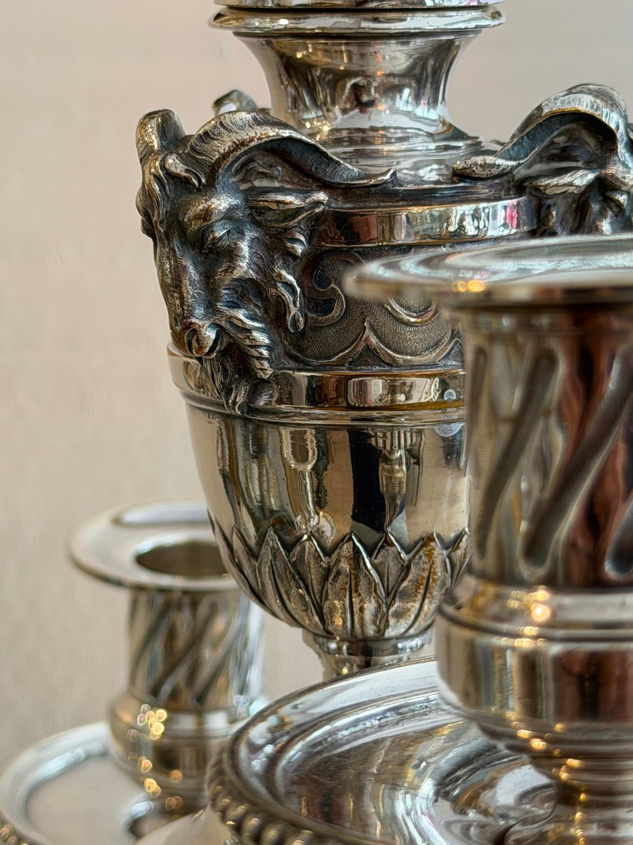 Pair Of Silver-plated Bronze Candelabra-photo-1