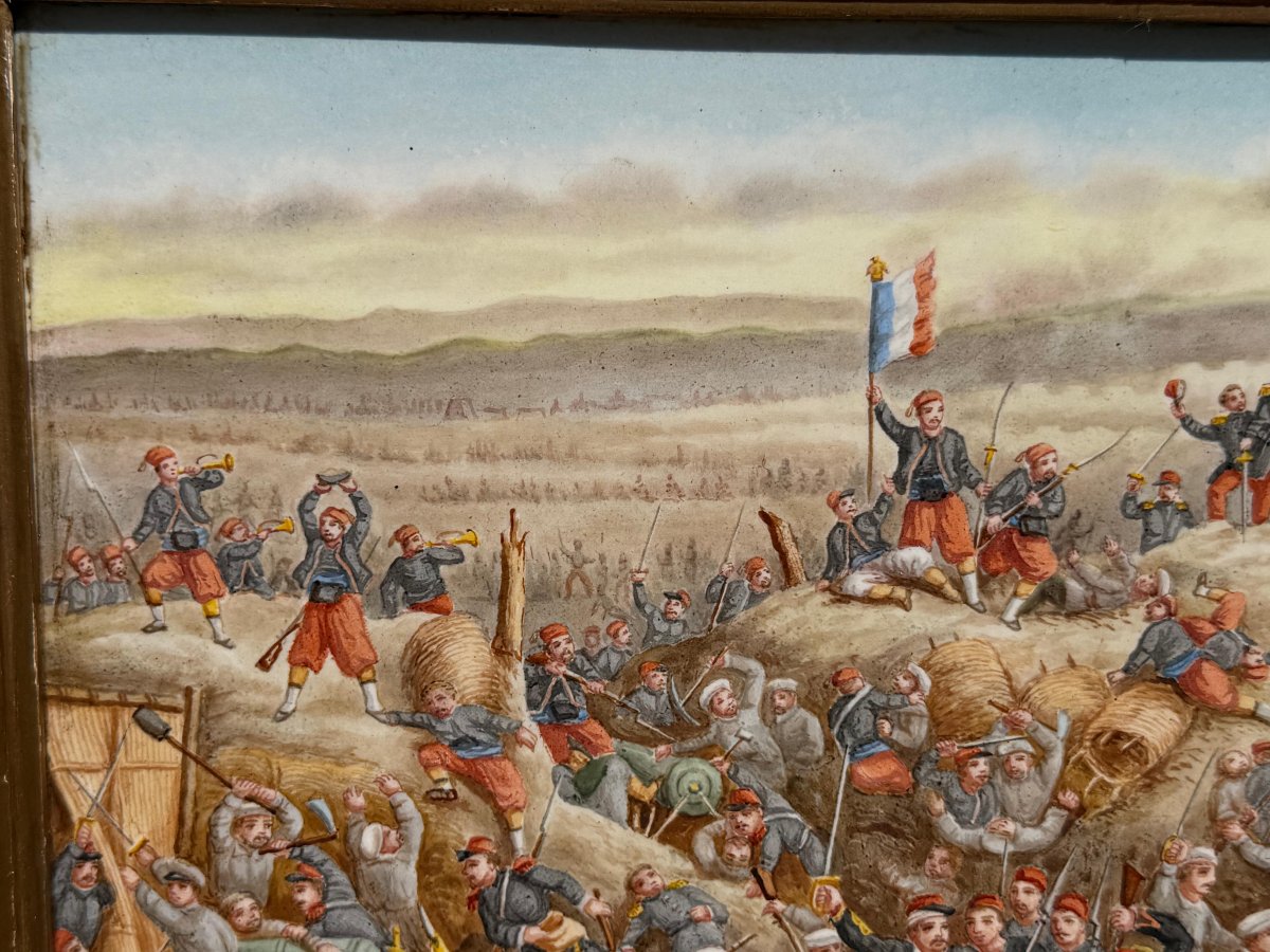 Plaque en porcelaine peinte – La prise de la Tour de Malakoff, siège de Sébastopol (1855)-photo-4