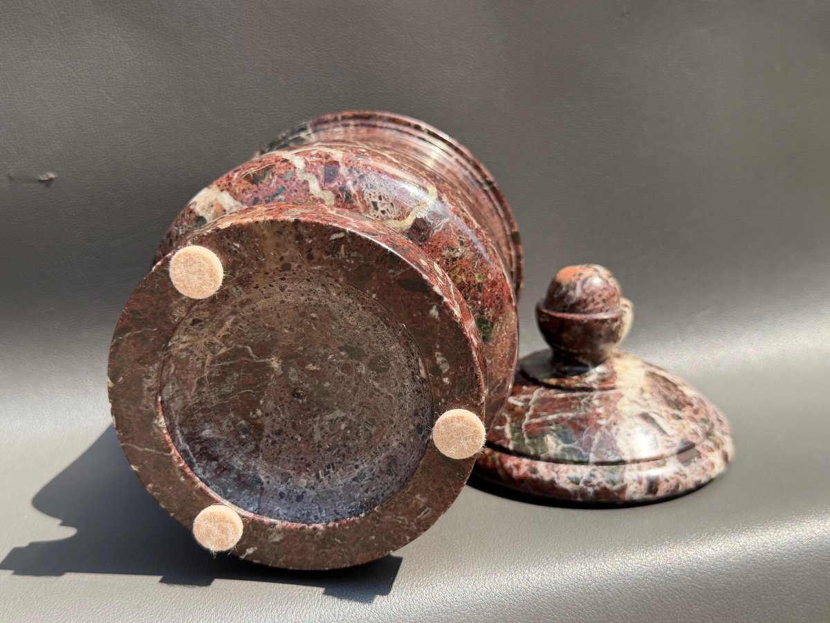 Rosso Levanto Marble Lidded Bowl – 18th–early 19th Century-photo-1