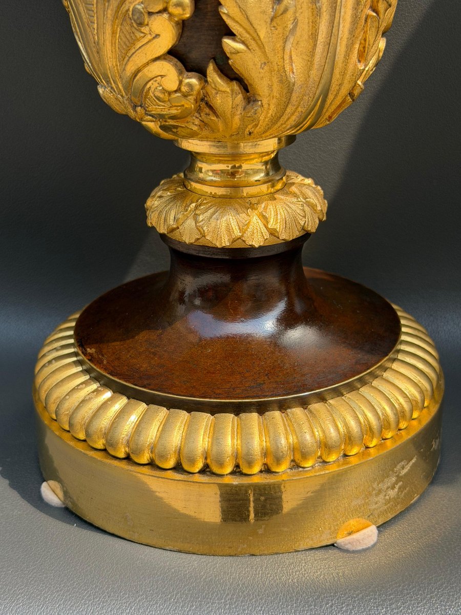 Pair Of Neoclassical Casserole Dishes In Patinated Bronze And Gilded Bronze – 19th Century-photo-2