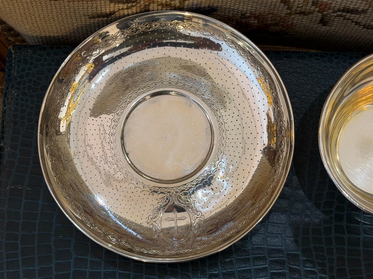 Solid Silver Cup And Saucer, Minerve 950, 19th Century-photo-5