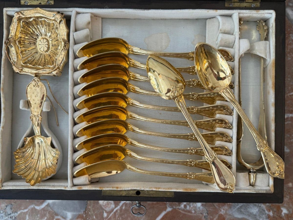 19th-century Solid Silver Vermeil Tea Set-photo-3