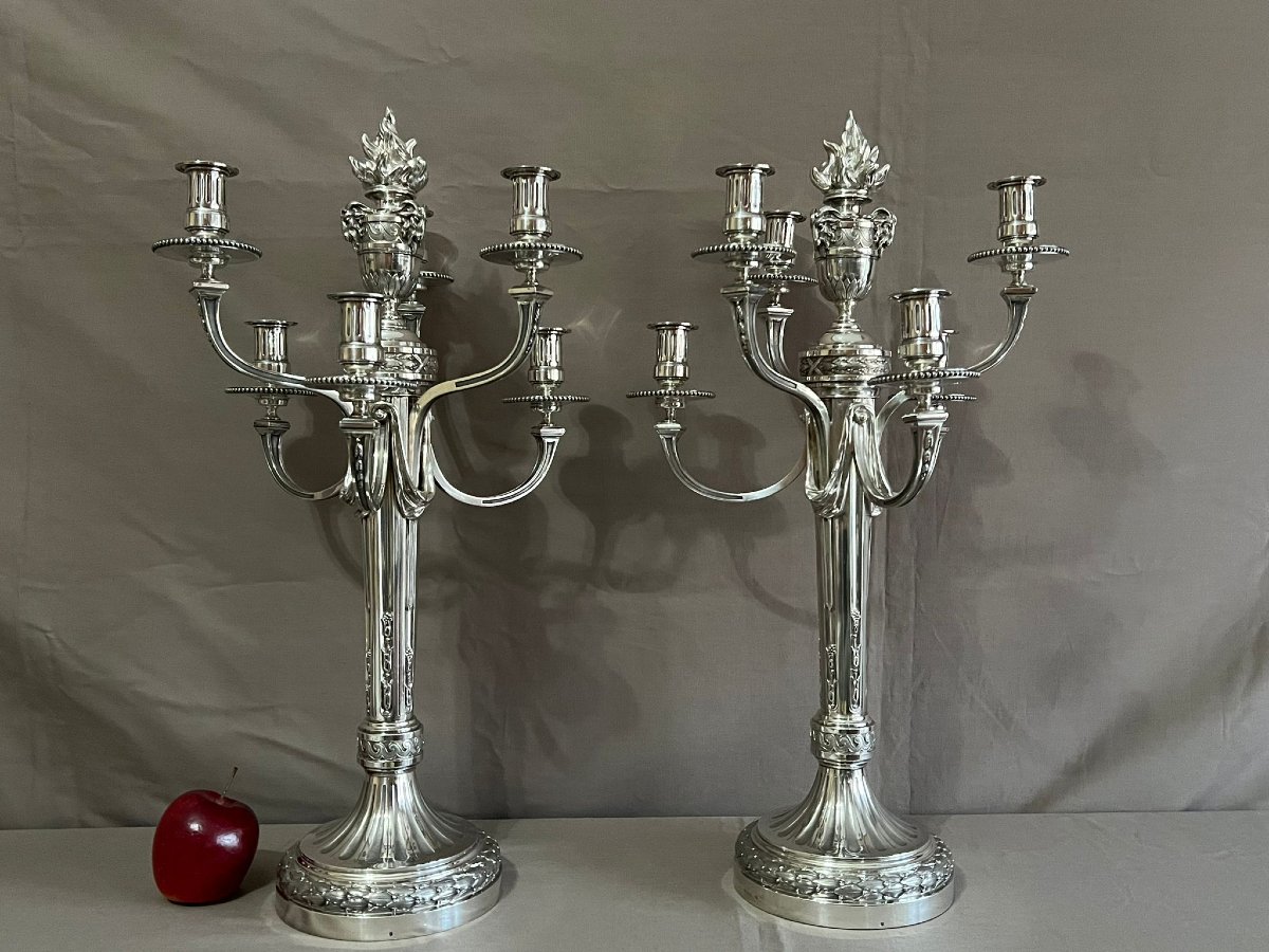 André Aucoc - A Very Important Pair Of Solid Silver Candelabras From The 19th Century-photo-2