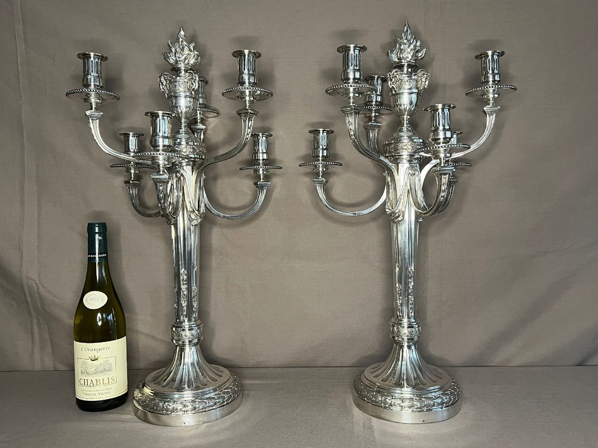André Aucoc - A Very Important Pair Of Solid Silver Candelabras From The 19th Century-photo-3