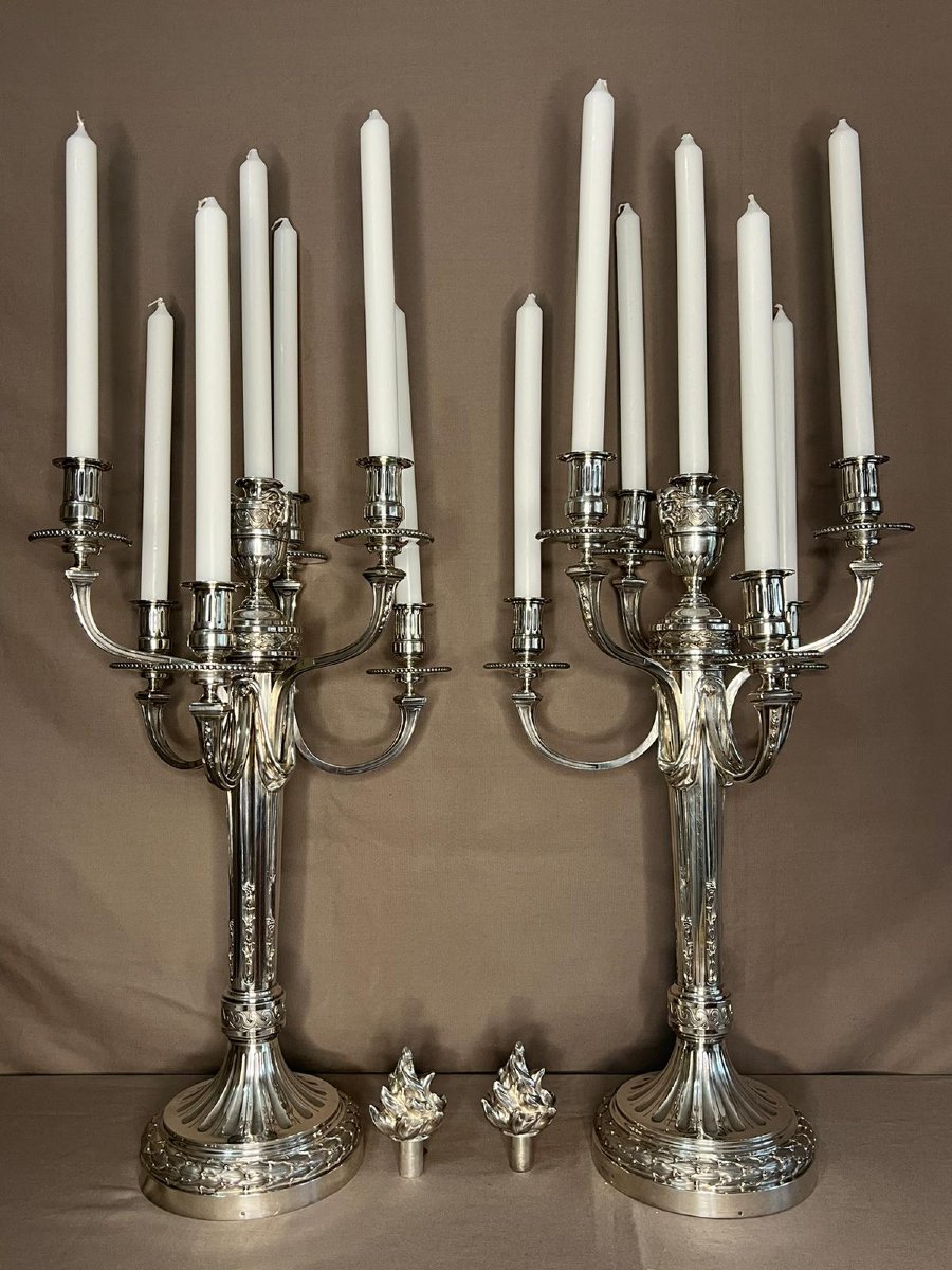 André Aucoc - A Very Important Pair Of Solid Silver Candelabras From The 19th Century-photo-4