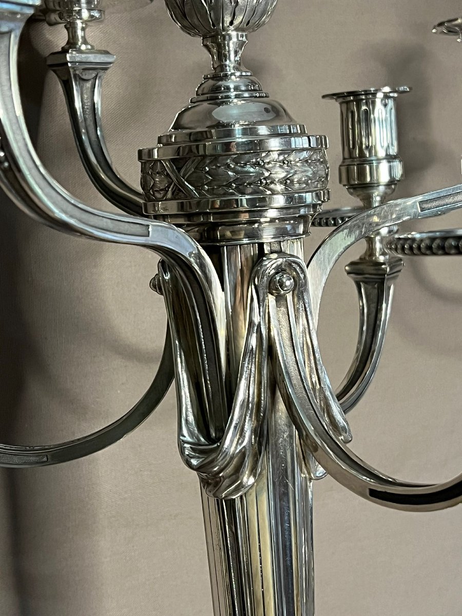 André Aucoc - A Very Important Pair Of Solid Silver Candelabras From The 19th Century-photo-2