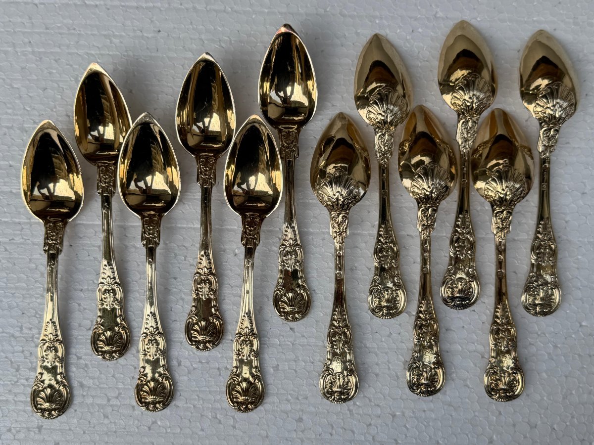 Silver And Vermeil Jam Set, Restoration Period-photo-6