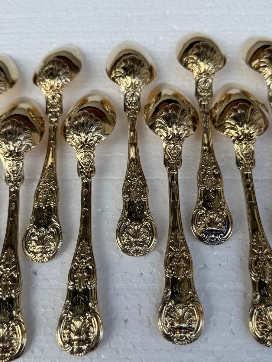 Silver And Vermeil Jam Set, Restoration Period-photo-7