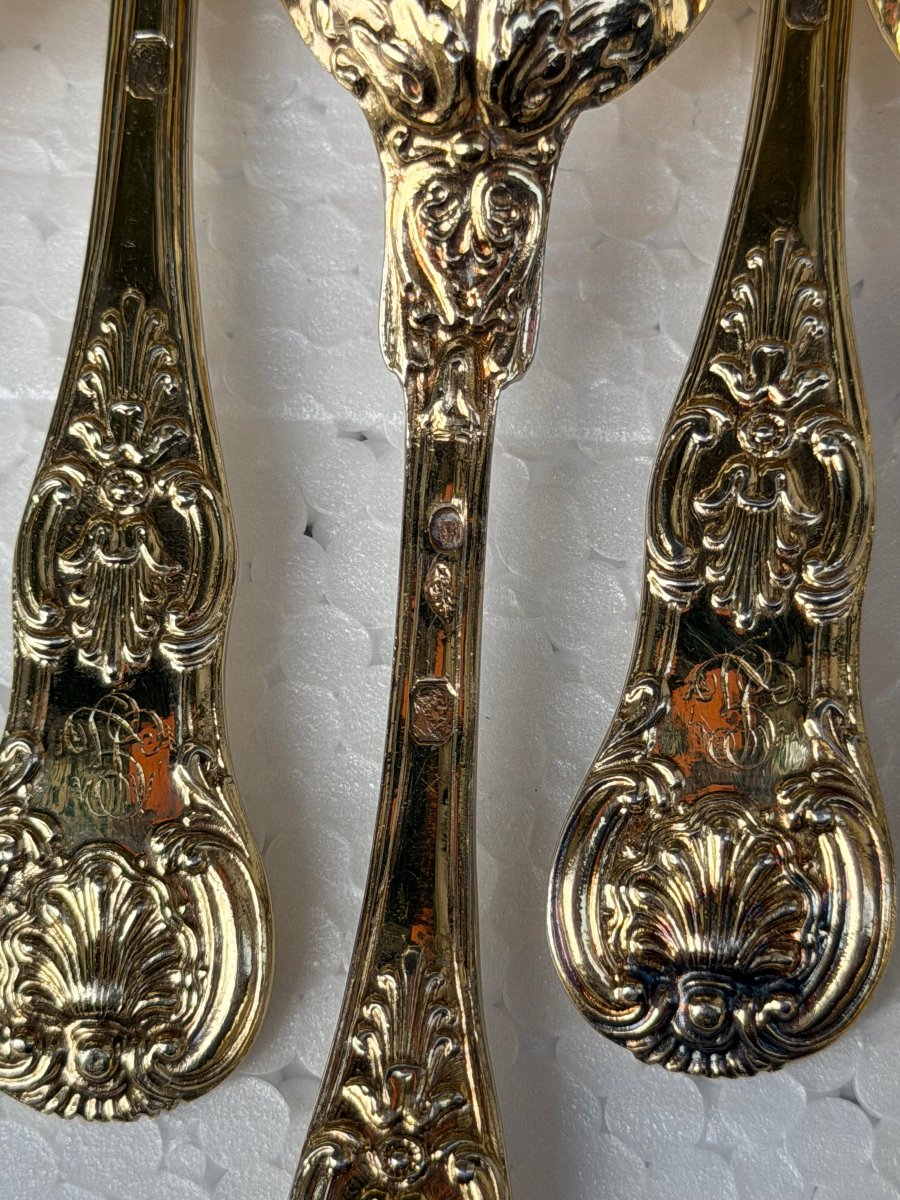 Silver And Vermeil Jam Set, Restoration Period-photo-8