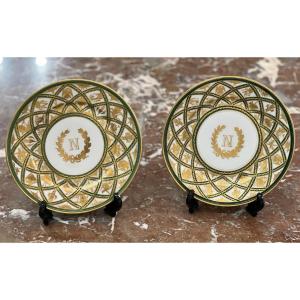 Pair Of Porcelain Plates, 19th Century Imperial Sèvres Manufacture.