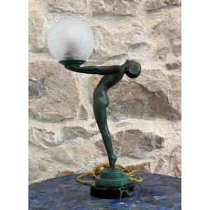 Art Deco Nude Standing Lamp With Lumina Globe By Max Le Verrier