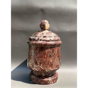 Rosso Levanto Marble Lidded Bowl – 18th–early 19th Century