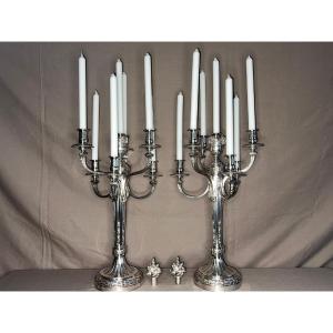 André Aucoc - A Very Important Pair Of Solid Silver Candelabras From The 19th Century