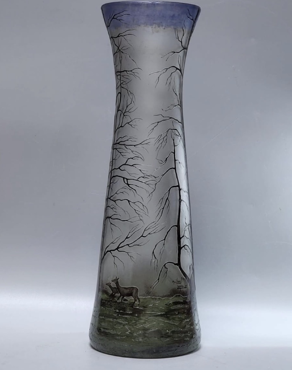 Muller Frères Vase With Forest Landscape  -photo-2
