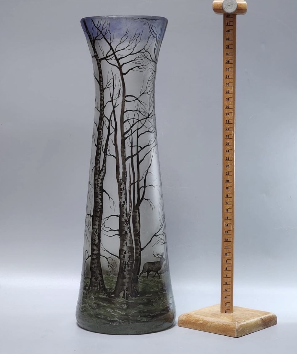 Muller Frères Vase With Forest Landscape  