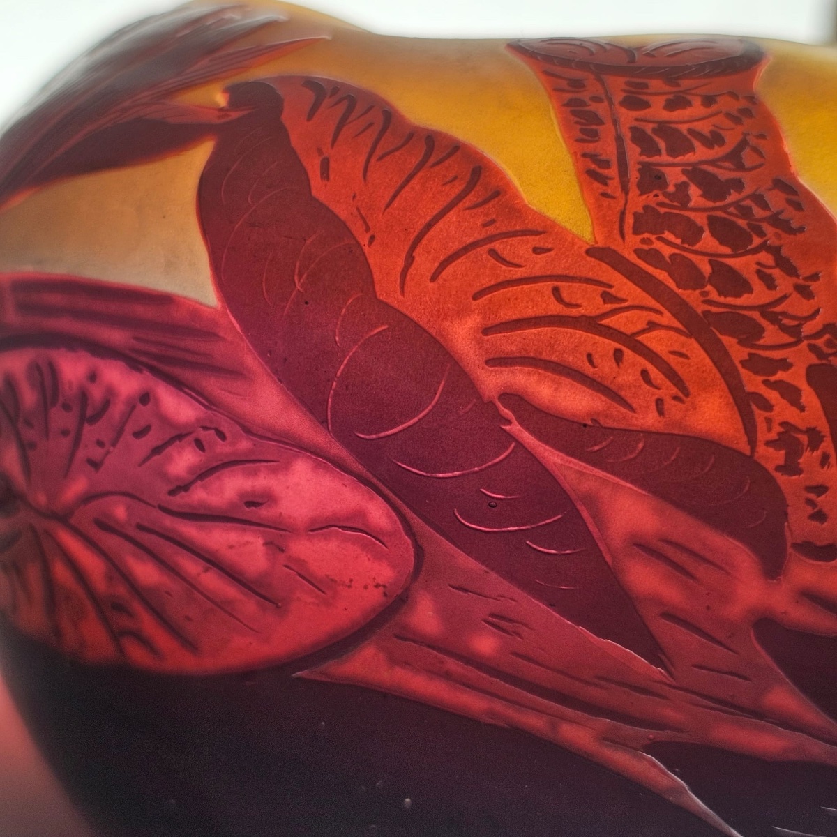 Paul Nicolas, Known As D’argental: Multilayer Glass Goblet Decorated With Water Lilies, Signed P. Nicolas-photo-4
