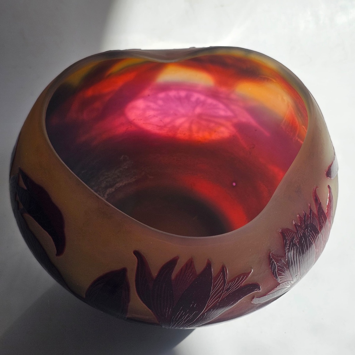 Paul Nicolas, Known As D’argental: Multilayer Glass Goblet Decorated With Water Lilies, Signed P. Nicolas-photo-5