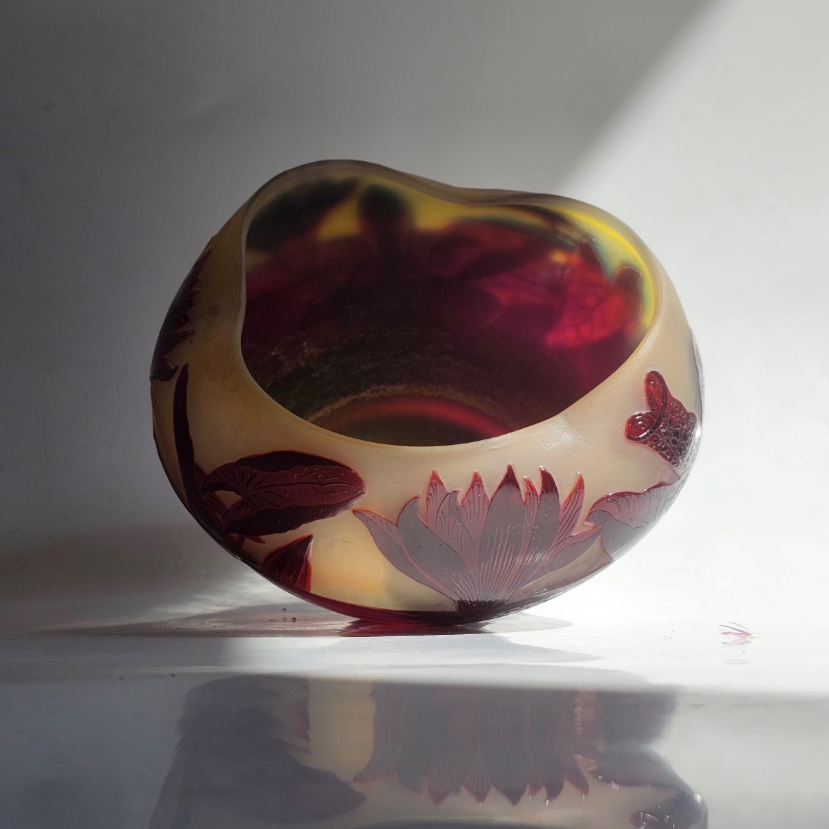 Paul Nicolas, Known As D’argental: Multilayer Glass Goblet Decorated With Water Lilies, Signed P. Nicolas-photo-7