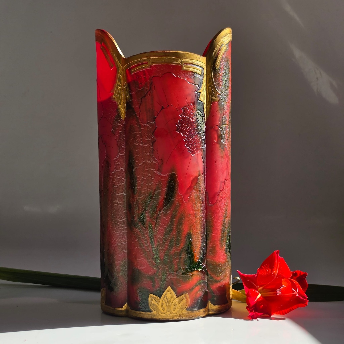 Vase Legras série Indiana, à décor de Coquelicots 