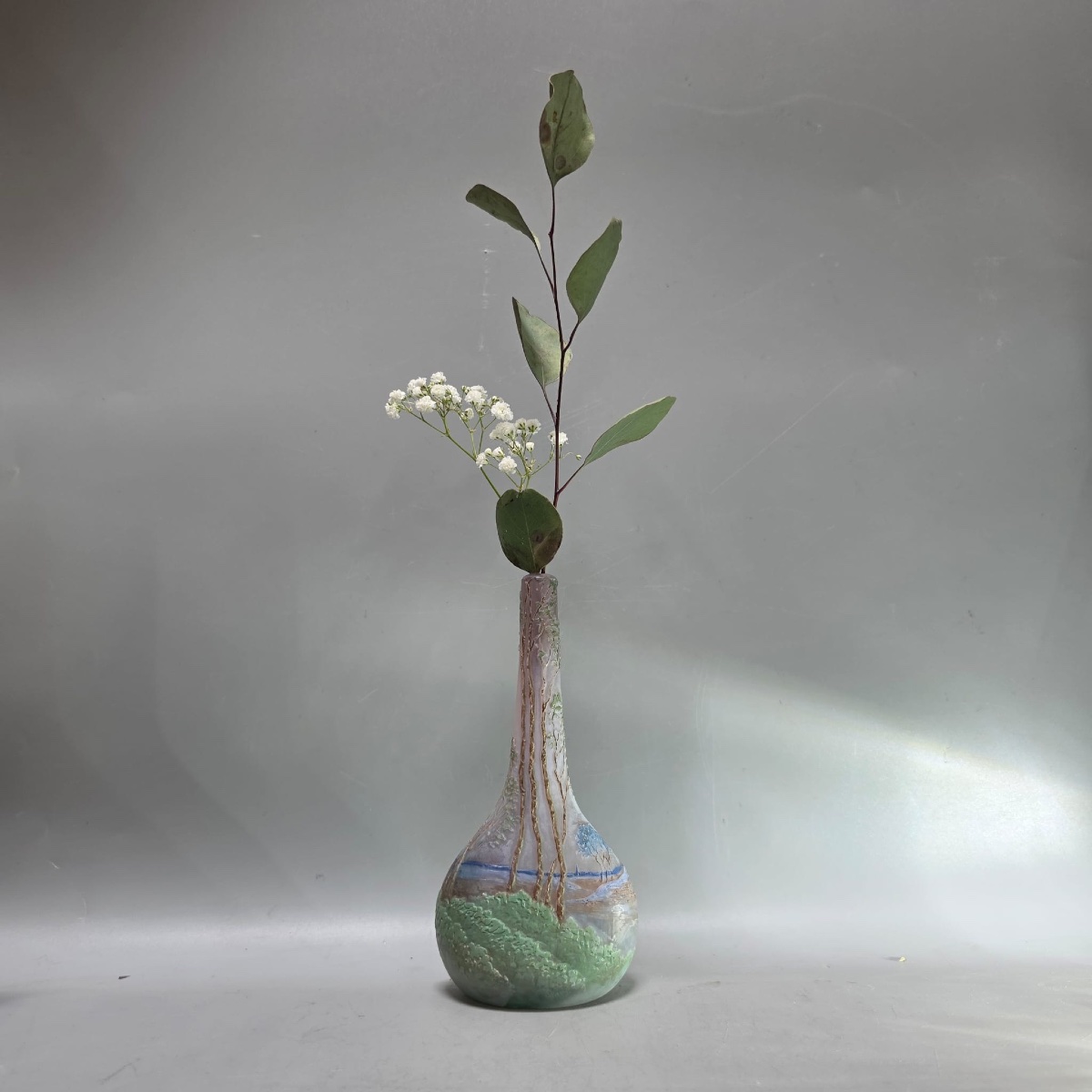 Vase Soliflore Legras à décor de Paysage Lacustre -photo-2