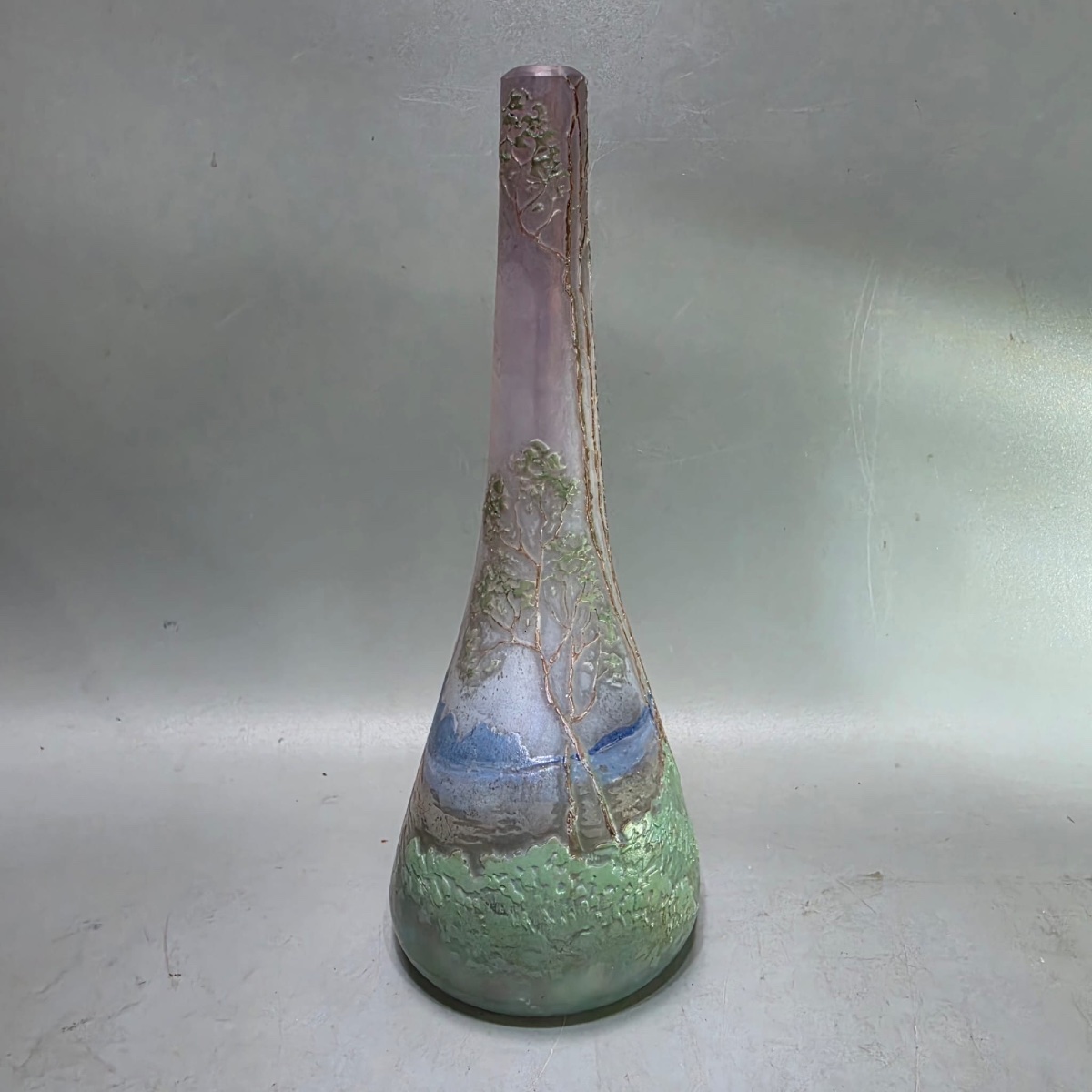 Vase Soliflore Legras à décor de Paysage Lacustre -photo-4