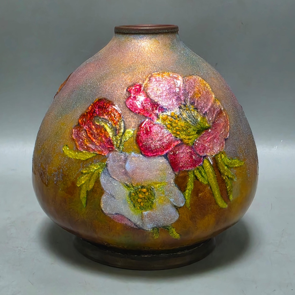 Vase Boule à décor Floral de Camille Fauré-photo-2
