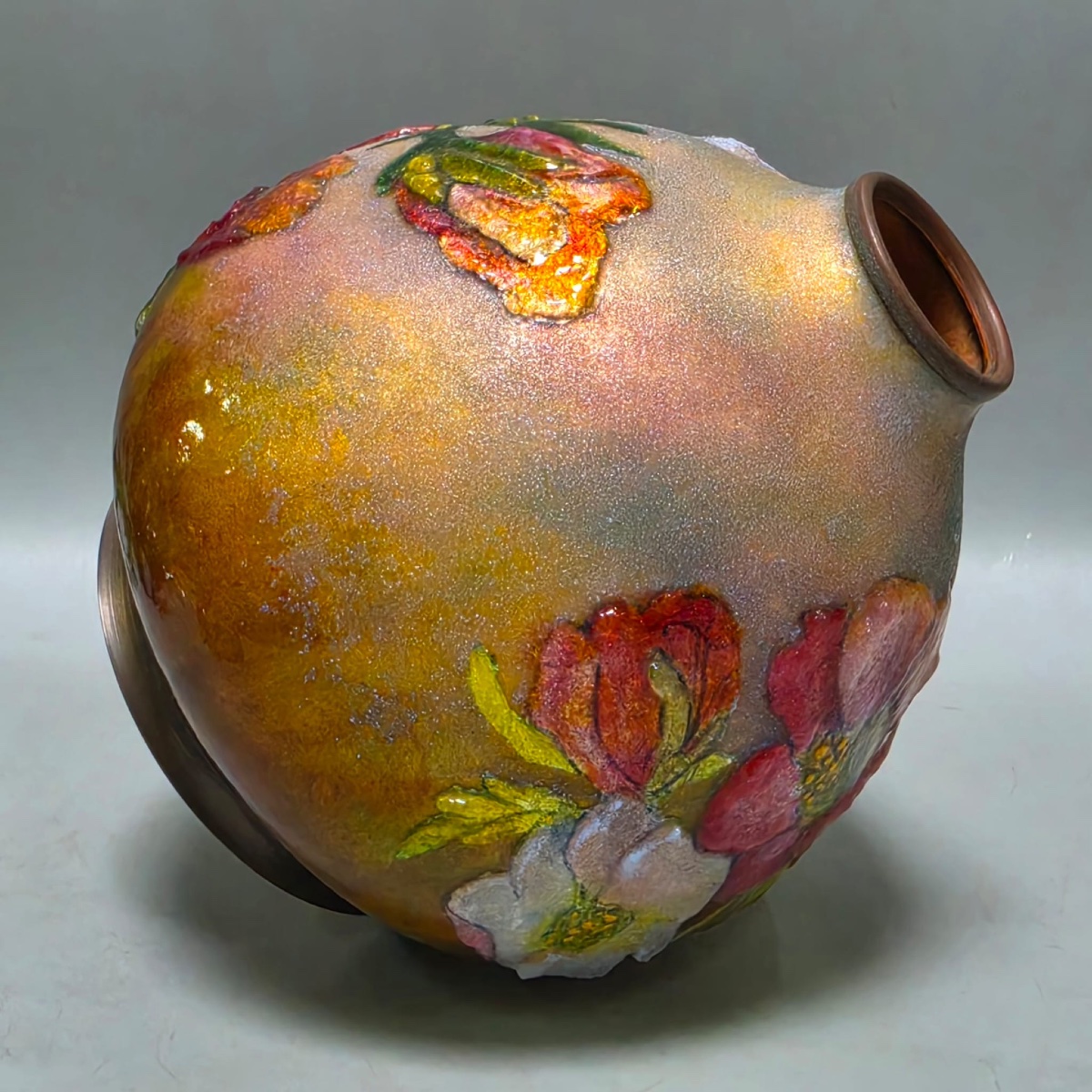 Vase Boule à décor Floral de Camille Fauré-photo-3