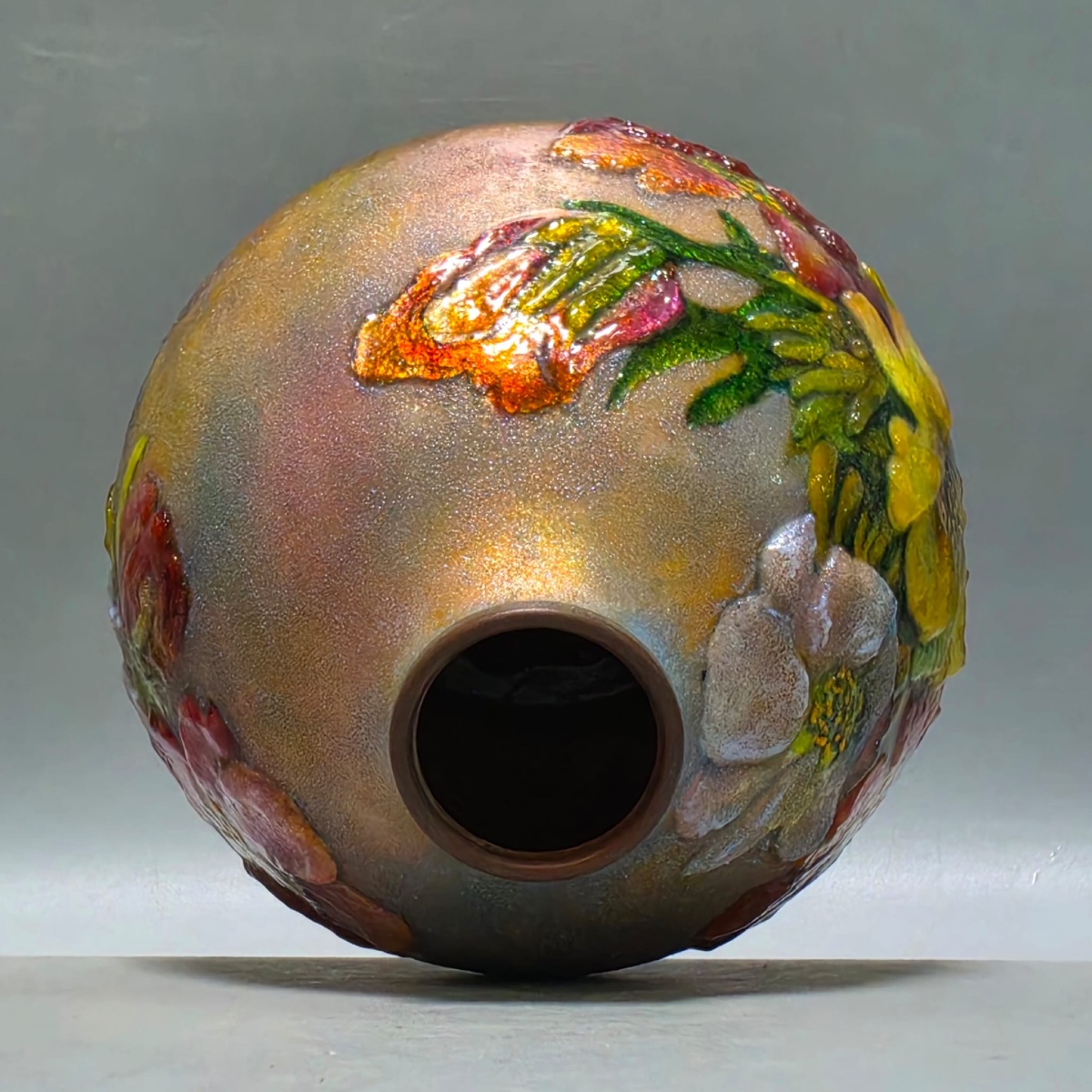 Vase Boule à décor Floral de Camille Fauré-photo-5