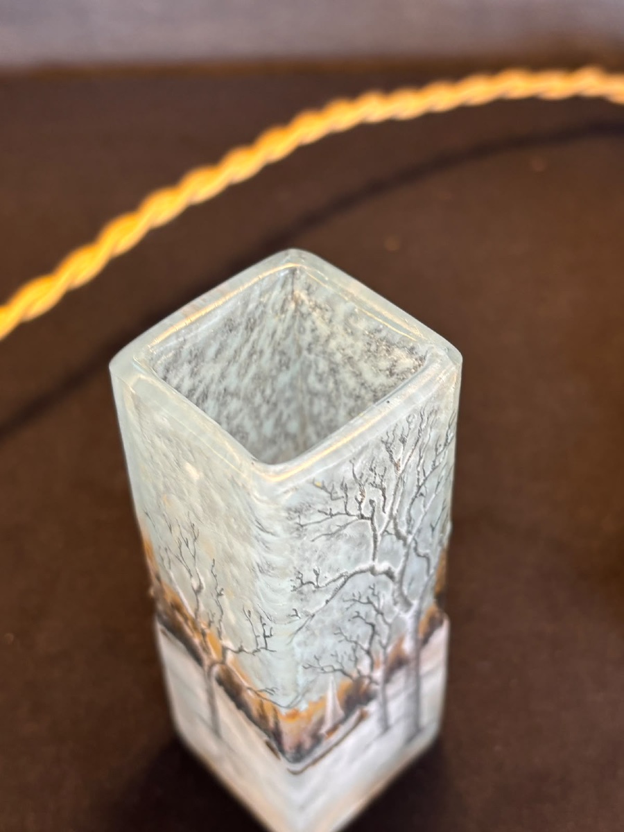 Daum Nancy Square Vase With Dutch Landscape Design -photo-3
