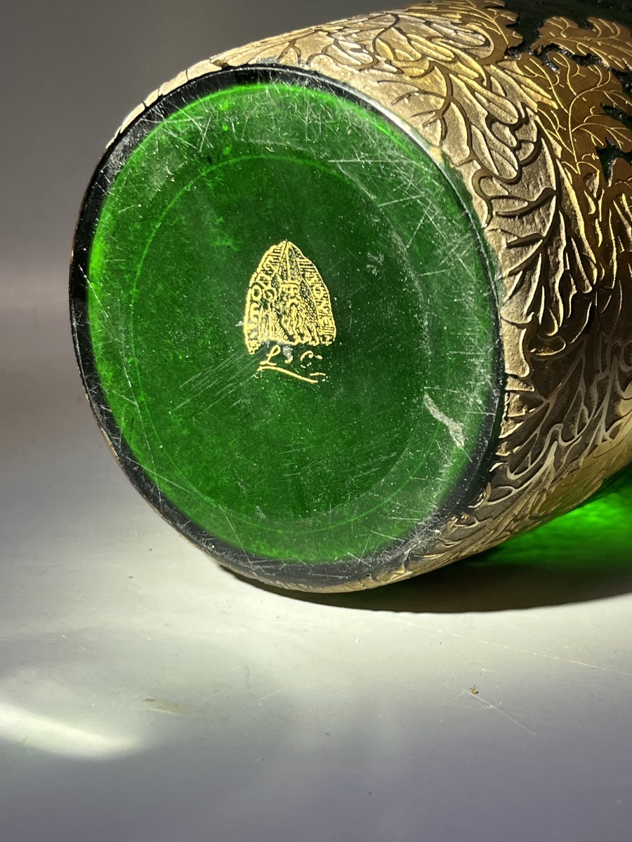 Vase Montjoye Legras « Vert du Nil » De Forme Cylindrique -photo-1