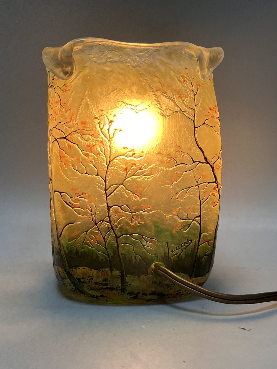 Legras Glass Night Light – Forest Landscape Design-photo-2