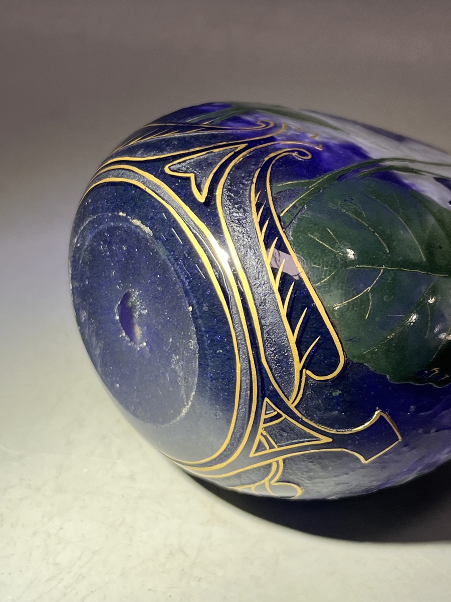 Daum Nancy – Vase Decorated With Violets And Gold Accents-photo-4