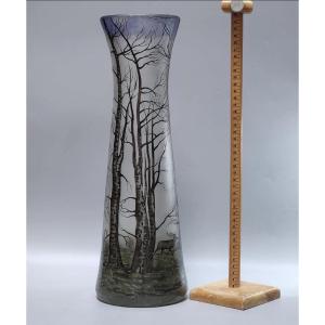 Muller Frères Vase With Forest Landscape  