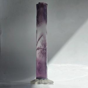 émile Gallé Cylindrical Single-flower Vase With Chrysanthemum Design
