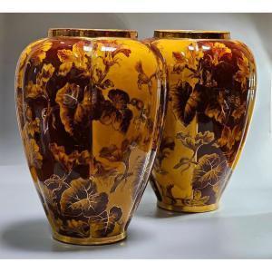Pair Of Earthenware Vases Signed Keller & Guérin, Late 19th–early 20th Century