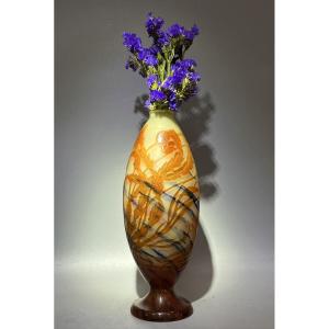 émile Gallé – “seabed” Vase, With Colored Dividers