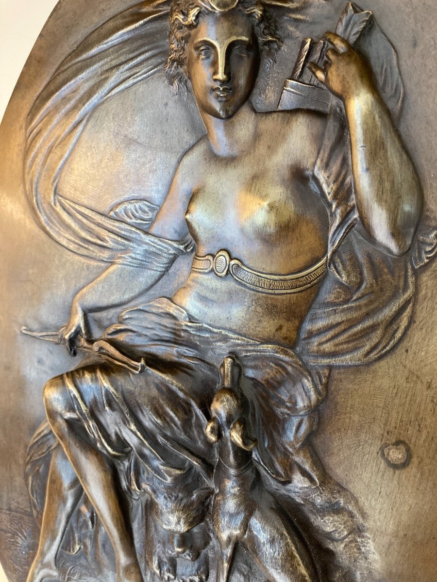 Paire de Grands Médaillons en Bronze,  bas relief, 19ème-photo-4