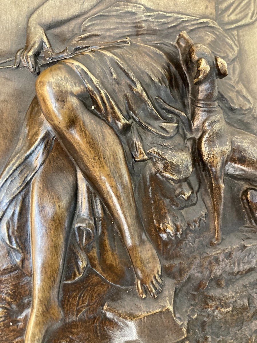 Paire de Grands Médaillons en Bronze,  bas relief, 19ème-photo-2