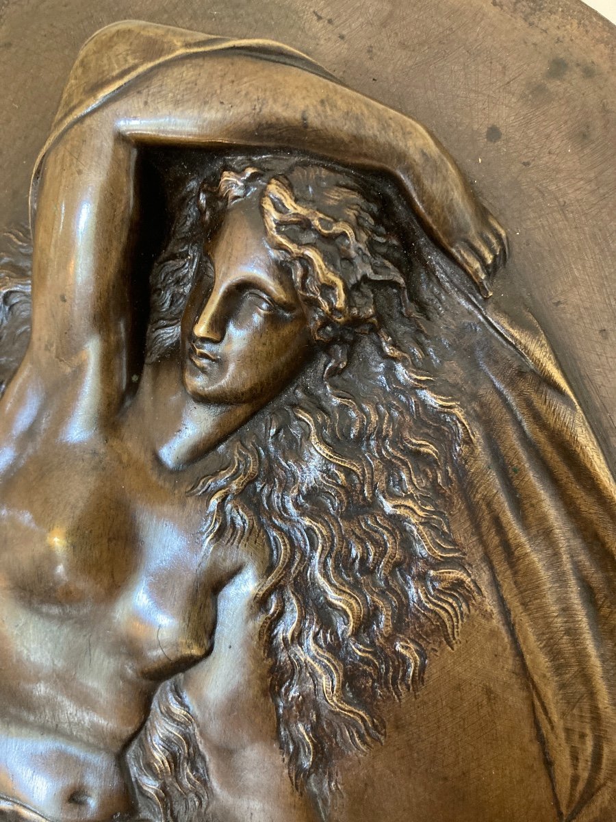 Paire de Grands Médaillons en Bronze,  bas relief, 19ème-photo-4