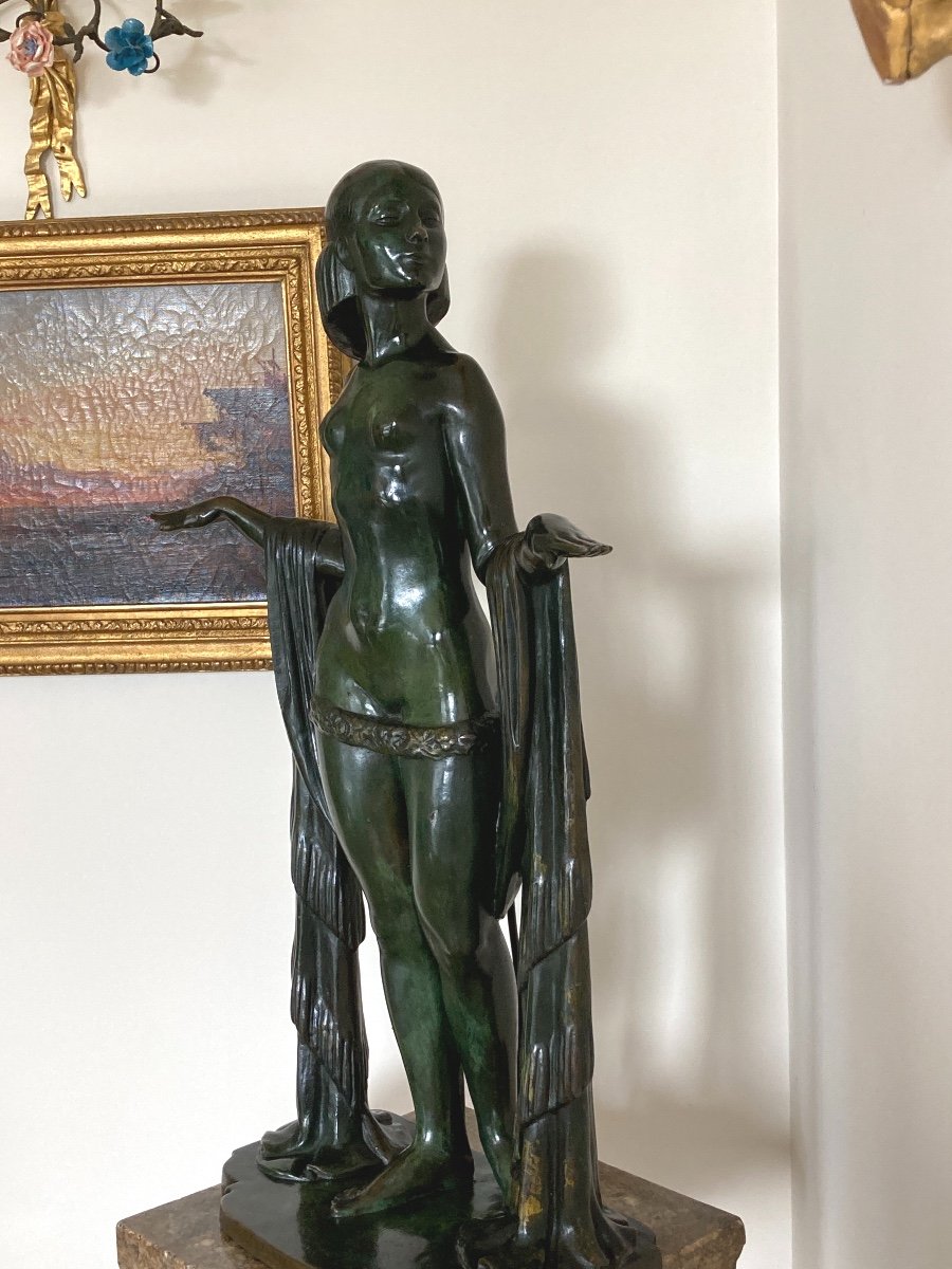 Sculpture De Femme En Bronze, Signée De Marcel Rau (belgique)-photo-2