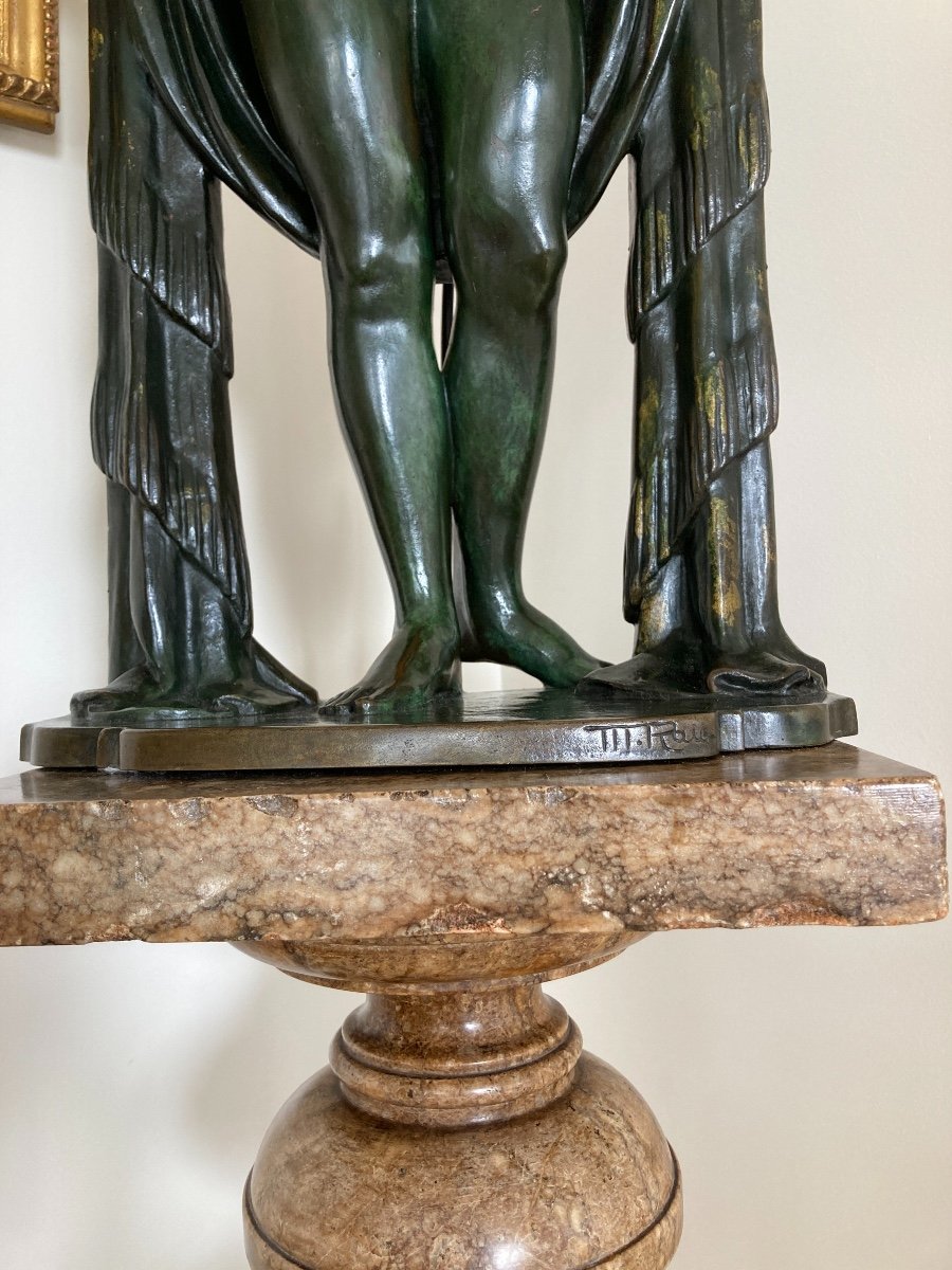 Sculpture De Femme En Bronze, Signée De Marcel Rau (belgique)-photo-1