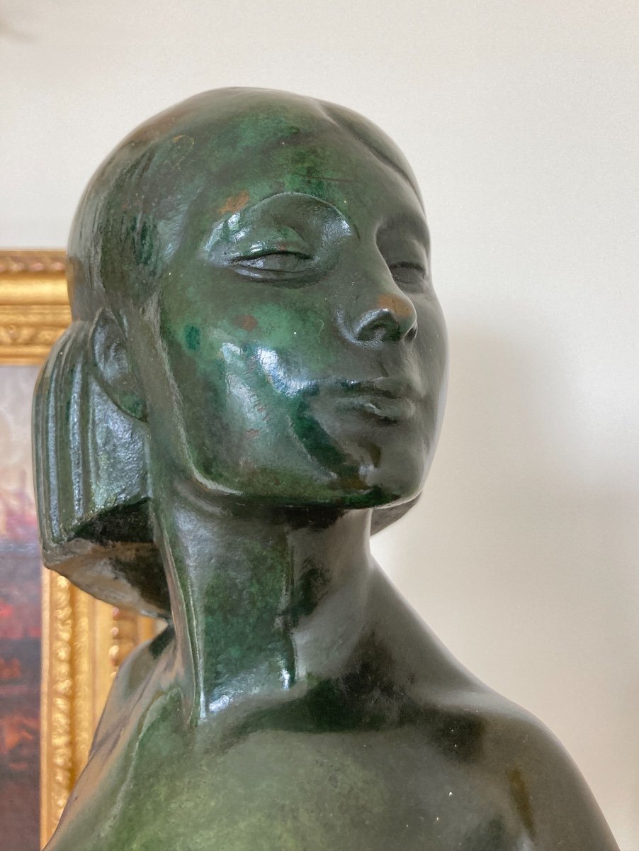 Sculpture De Femme En Bronze, Signée De Marcel Rau (belgique)-photo-6