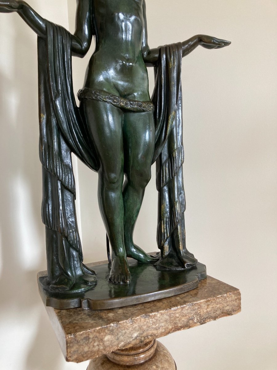 Sculpture De Femme En Bronze, Signée De Marcel Rau (belgique)-photo-7